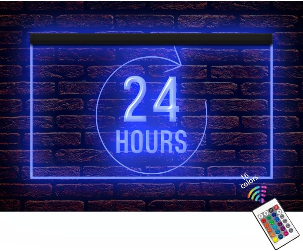 260185 // LED ネオンサイン 24時間営業 店看板 店舗インテリア レストラン バー 居酒屋 ホテル 喫茶店 飲食店 ネ