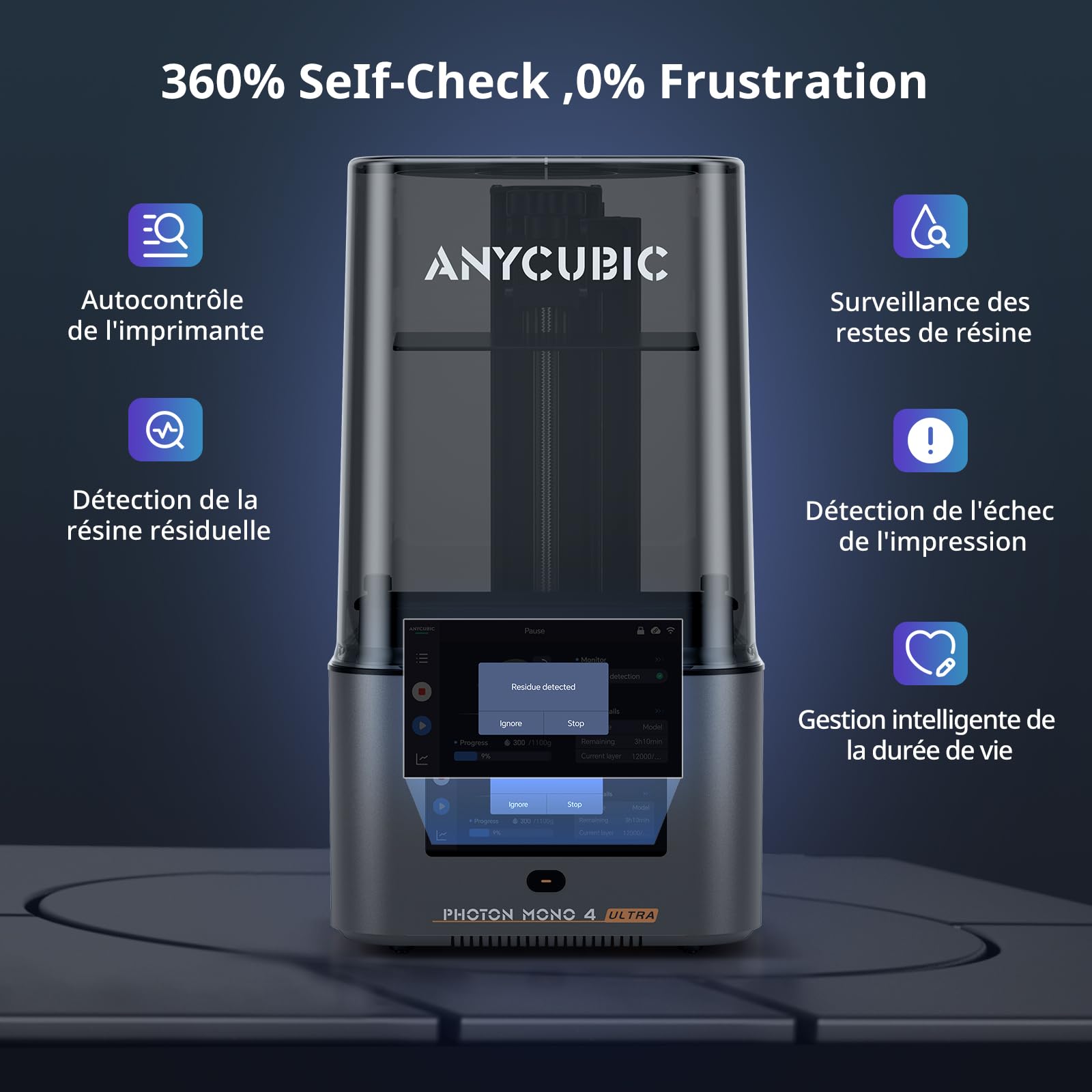 ANYCUBIC Photon Mono 4 Ultra 10K Imprimante 3D Résine Vitesse Max 120mm/h