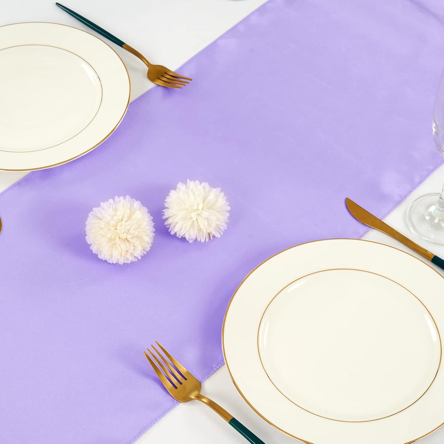fani 20 Packs Lavender Satin Table Runners 12 x 108 inch Long Smooth Fabric Table Runner for Wedding Banquet Graduations Birthday Party, Table Runners fit Rectange and Round Table
