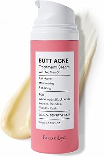 BellamiLuxx Butt Acne Cream: 2% Salicylic Acid & Tea Tree Oil for Folliculitis, Pimples on Buttocks, Thighs & Body - Smooth Skin Treatment