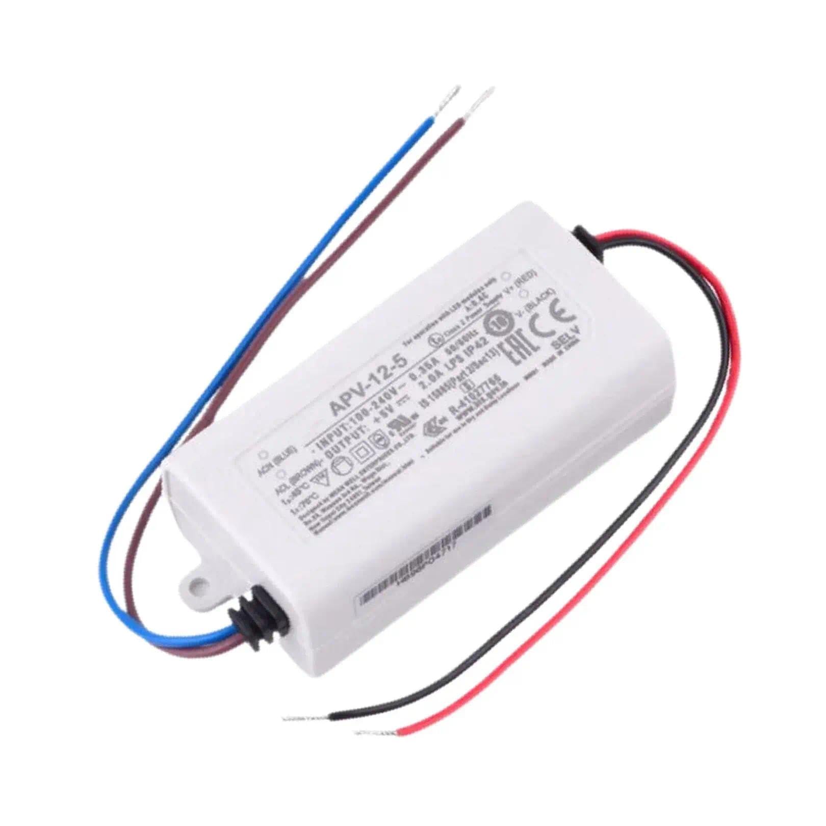 APV-12-5 5V 2A 10W Constant Voltage LED Driver 90-264VAC Wide Input Switching Power Supply with IP42 Protection for