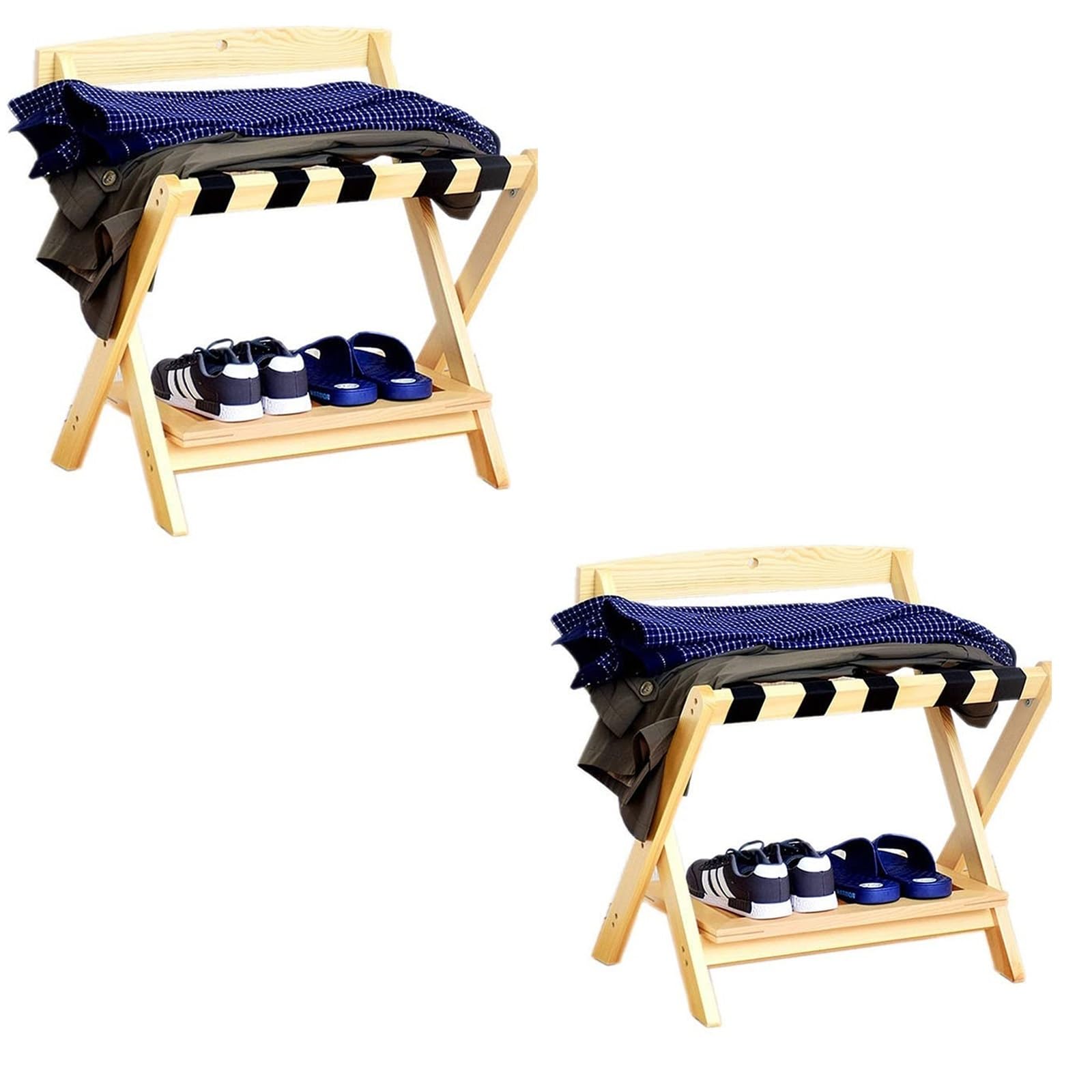 Porte-bagages de chambre pliable en bois, meuble range-chaussures et organiseur de sac