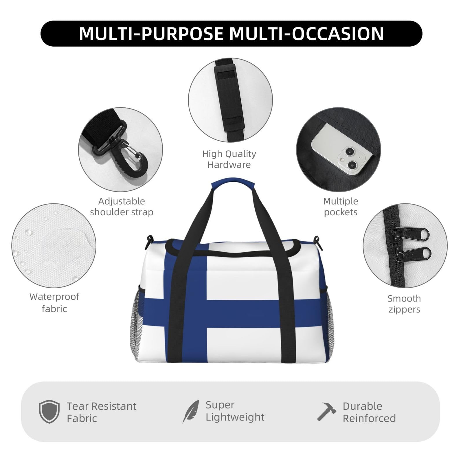 Fińska flaga torba na ramię kobiety mężczyźni podróżna torba crossbody torebka torba na ramię torebki robocze codzienna torba hobo