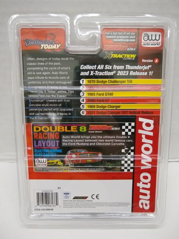 Auto World SC400-6A Yesterday & Today Series 2021 Charger SRT Hellcat Redeye HO Scale Electric Slot Car - Red