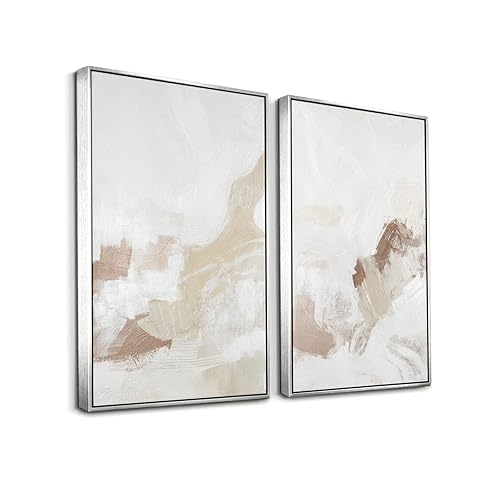 Framed Neutral Abstract Wall Art Set - Pastel Duotone Tan