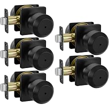 Haidms 5 Pack Black Door Knobs, Interior Door knobs, Privacy Door Knob for Bedroom or Bathroom, Matte Black Door Knobs