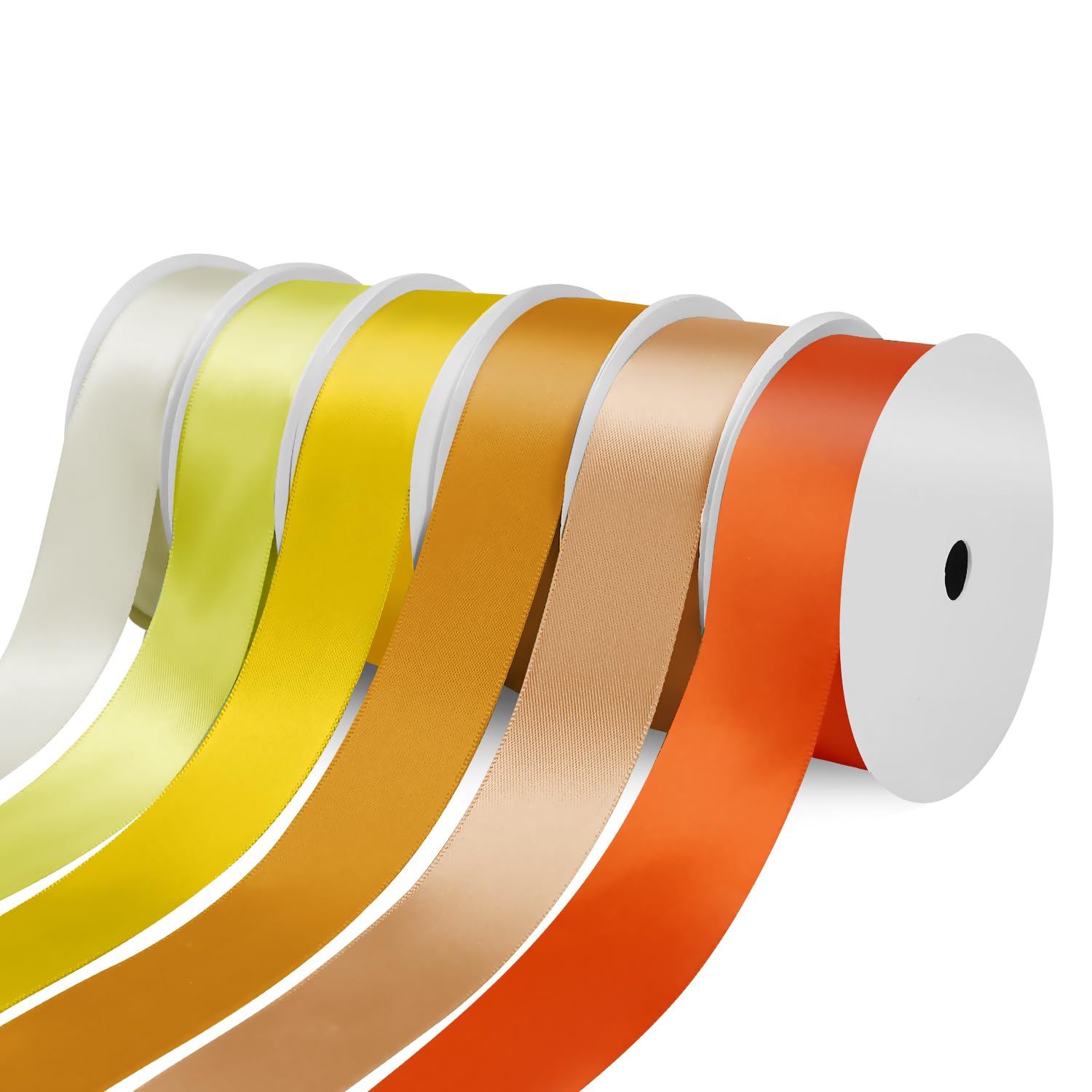 Yardinys Satin Ribbon 25mm Fabric Ribbon, Yellow Ribbon Assortment Double Faced Ribbon for Gift Wrapping Flower Bouquet Wedding Party Decoration Hair Bows DIY Crafts- 10 Yards/Roll, Total 60Yds