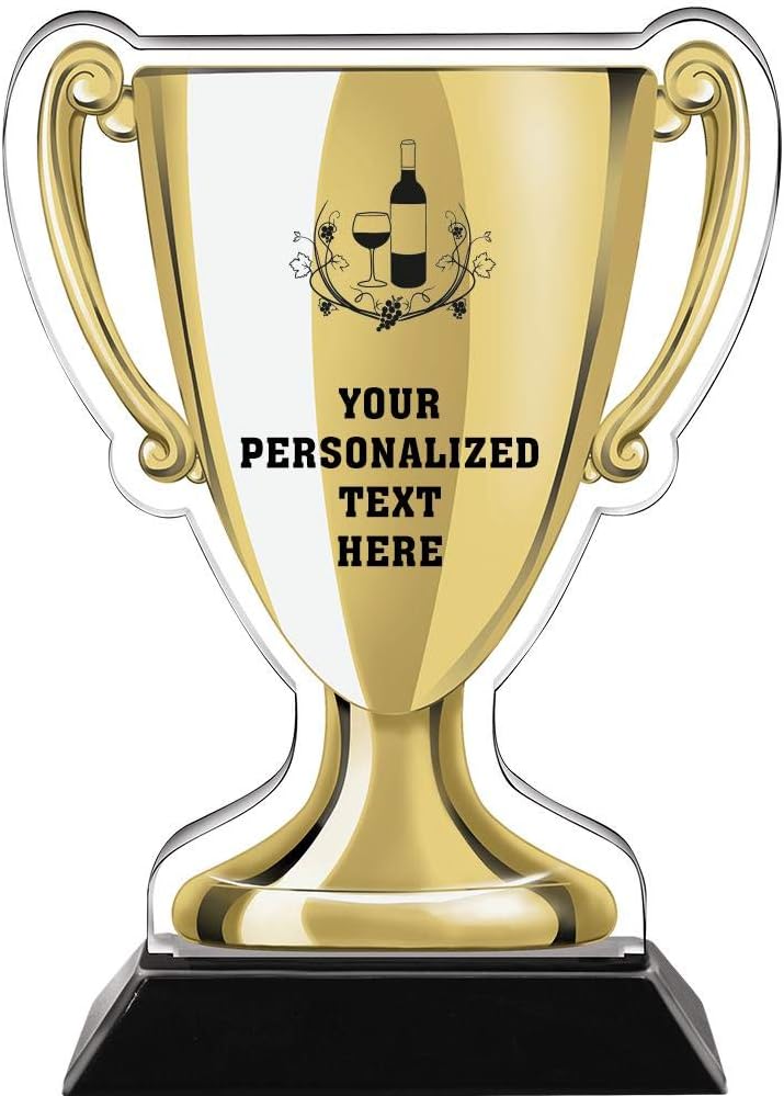 Crown Awards 7" Wine Gold Cup Trophies, Custom Wine Acrylic Cup Trophy Prime