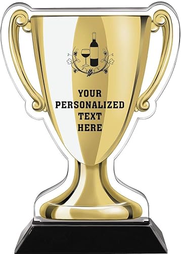 Crown Awards Trofeos de copa de oro vino de 7 pulgadas, trofeo de copa acrílica de vino personalizado