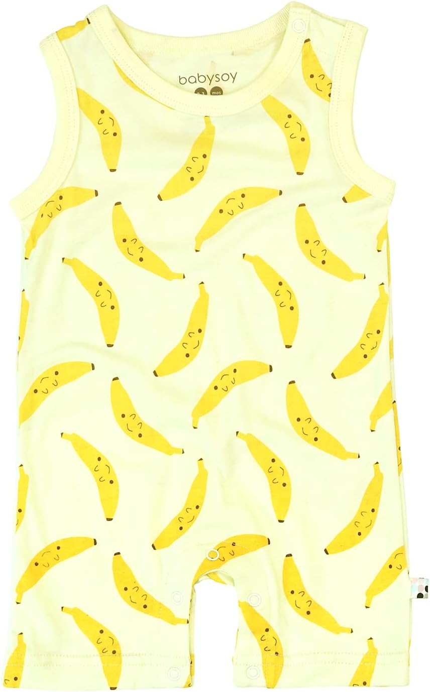 Babysoy Organic Pattern Print Tank Romper Shortall