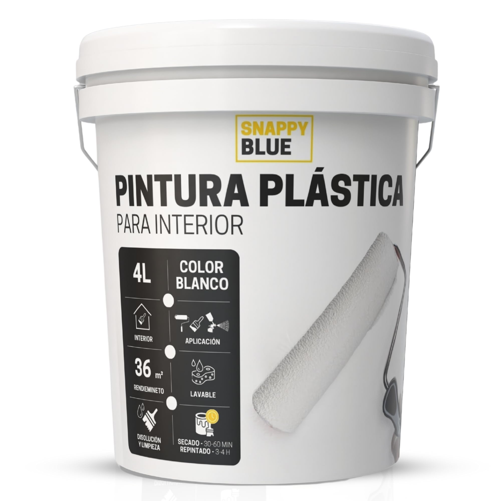[4L] Pintura Blanca Interior Lavable de aspecto Mate, Pintura Plastica Blanca Interior para Múltiples Superficies con Alta Transpirabilidad, Pintura Pared (4L)