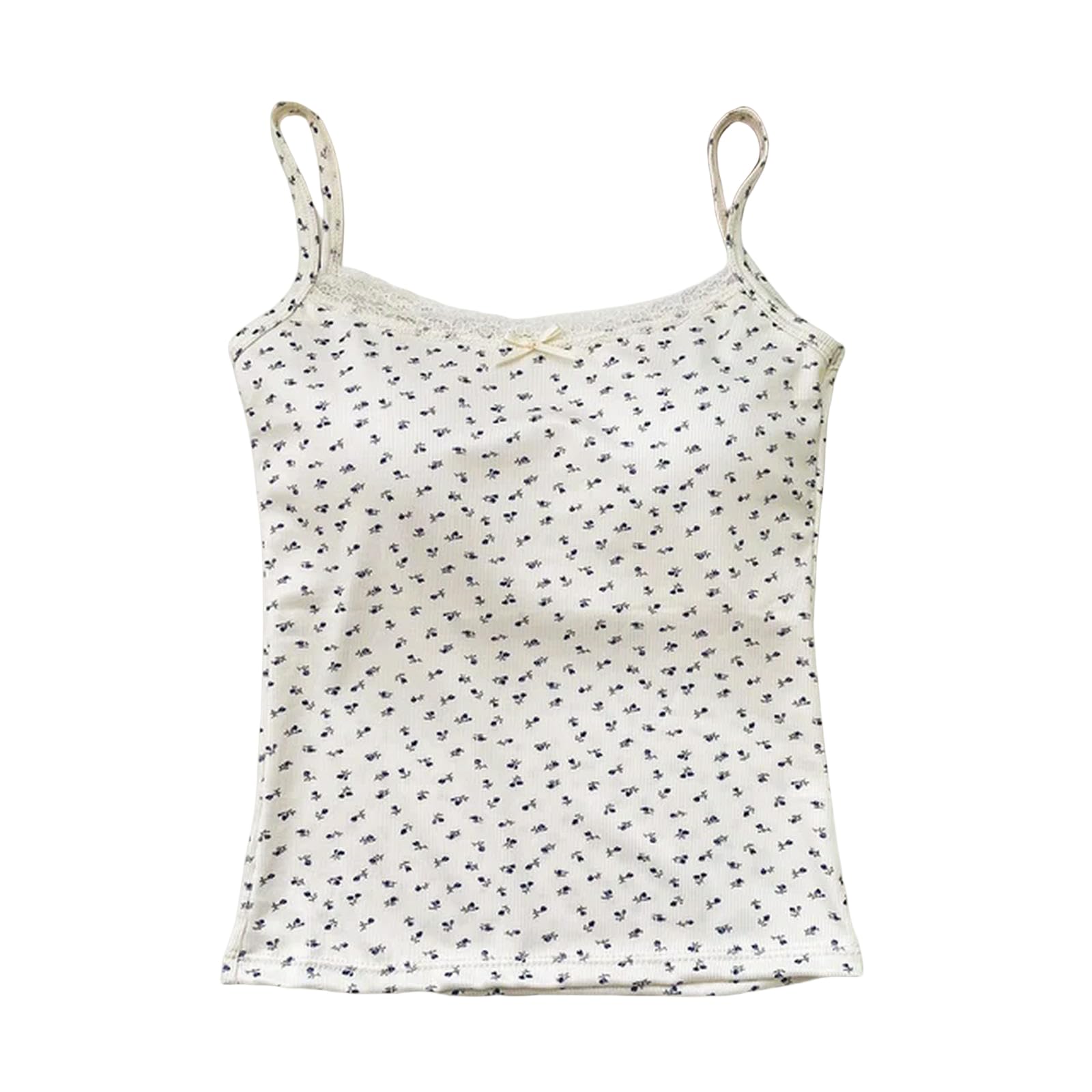 débardeur Femme Lace Flower Print Camisole Elegant Slim Fit Top Vest Sexy Vêtements pour Femmes-Blanc-Une Taille （40kg-70kg）