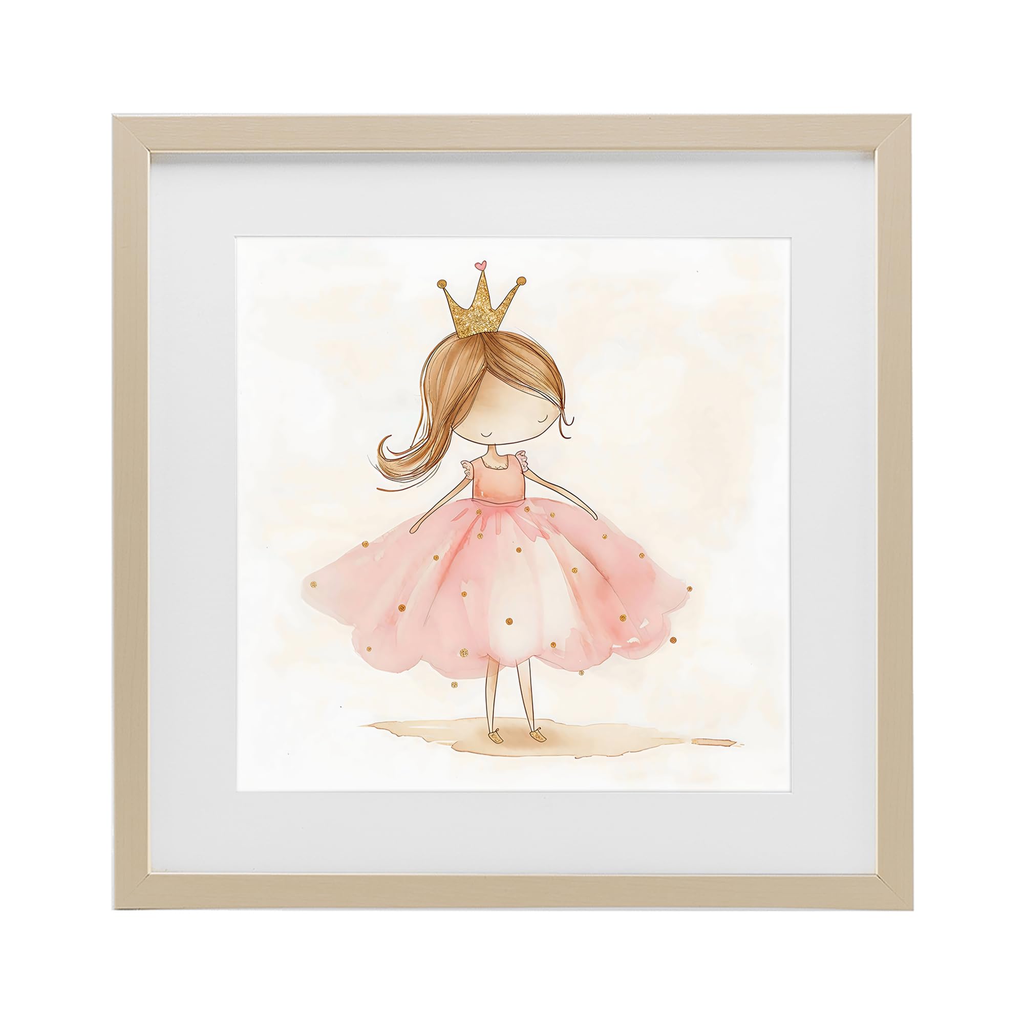 Pequeña princesa con corona para sala de juegos, 40,6 x 40,6 cm, enmarcado
