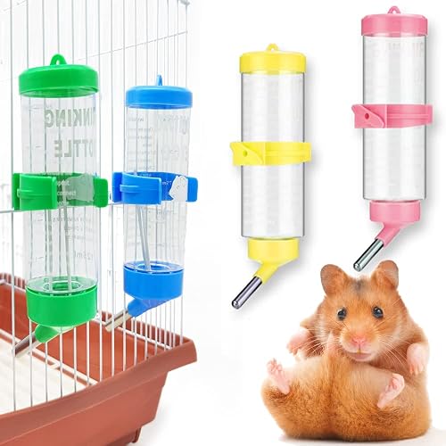 2X Botella Dispensador para Hámster Animales Pequeños Agua Plástica Colgante Bebedero Automático Dispensador…