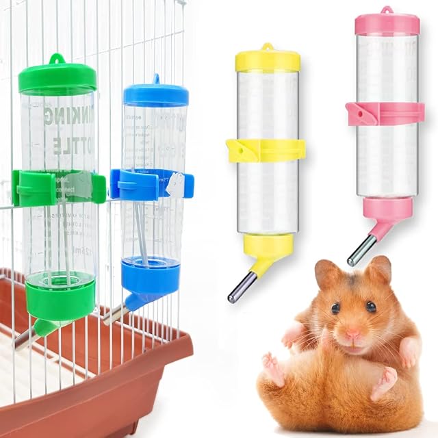 2X Botella Dispensador para Hámster Animales Pequeños Agua Plástica Colgante Bebedero Automático Dispensador…