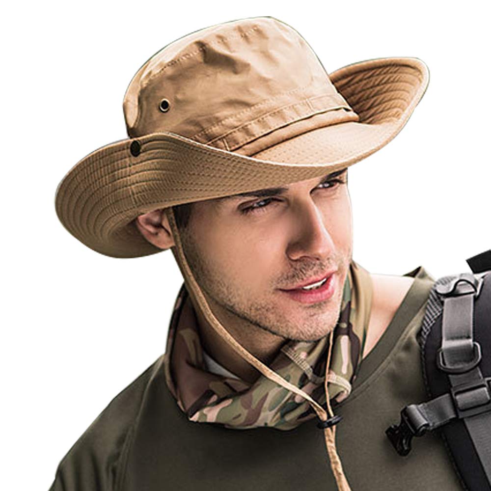 LLmoway Cappello Pesca Safari - Tesa Larga UPF50+ Blu, Regolabile