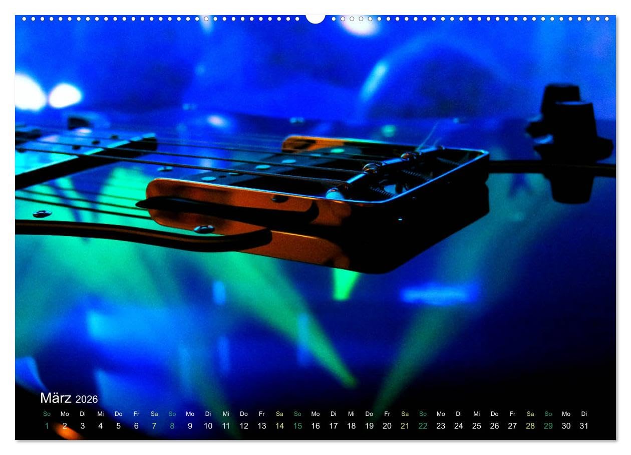 SPOTLIGHTS - Gitarren im Scheinwerferlicht (Wandkalender 2026 DIN A2 quer), CALVENDO Monatskalender: Surreale Reflexionen des Bühnenlichts (CALVENDO Kunst)
