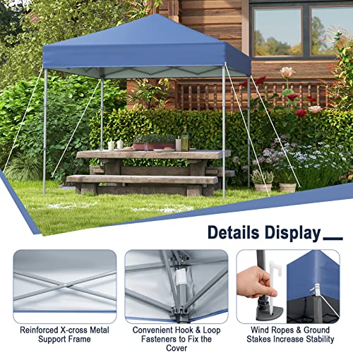 Image of Tangkula 6.6x6.6 Ft Pop Up Canopy, 1 Person Instant Setup Canopy Tent with Center Lock, UPF 50+ Sun Protection, 8 Stakes, 4 Ropes, Portable Outdoor Canopy with Carrying Bag