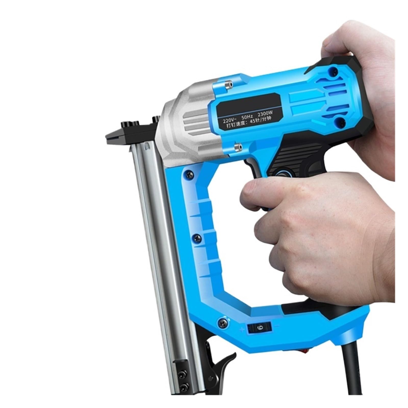 Pistolet do gwoździ, 2300W Elektryczny Pistolet Do Gwoździ 6-biegowy Stalowy Obróbki Drewna Gwoździarka Betonu Cementowa Ściana Rząd(SET2)