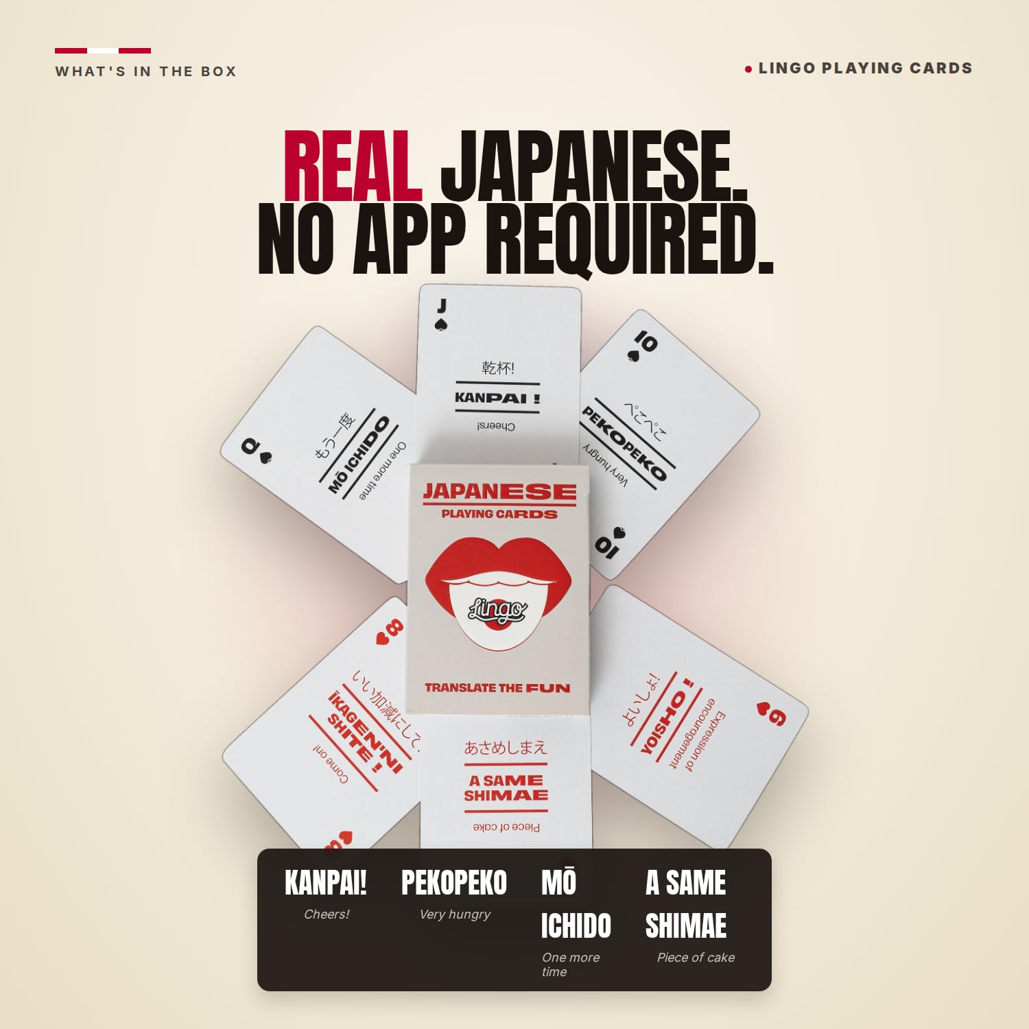 Lingo Japanese Playing Cards | Travel Flashcards | Learn Japanese Vocabulary in A Fun & Easy Way | 52 Essential Translations