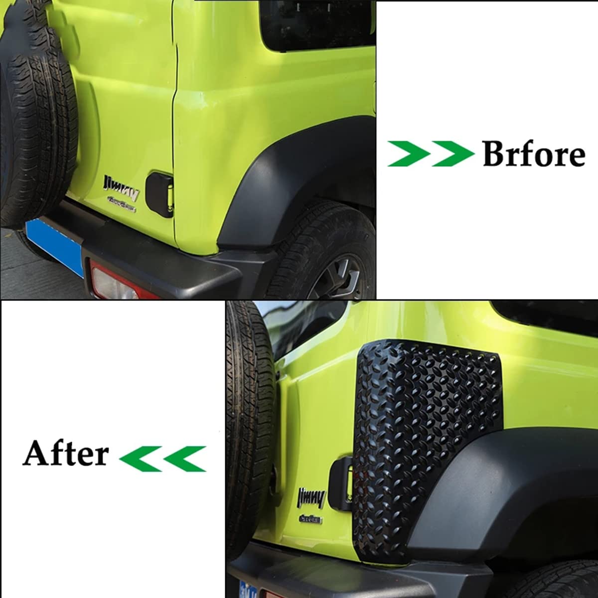 KUGEKI Auto Anteriore Parafango Posteriore Lato Portellone Angolo Wrap Decorazione Adesivi Copertura Compatibile con Suzuki Jimny 2019 2020 2021 2022 2023 Up (Color : Carbon Front