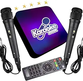 Sistema de Karaokê Profissional com Pontuação, +2000 Músicas, 2 Microfones, Cabo HDMI, Teclado Numérico