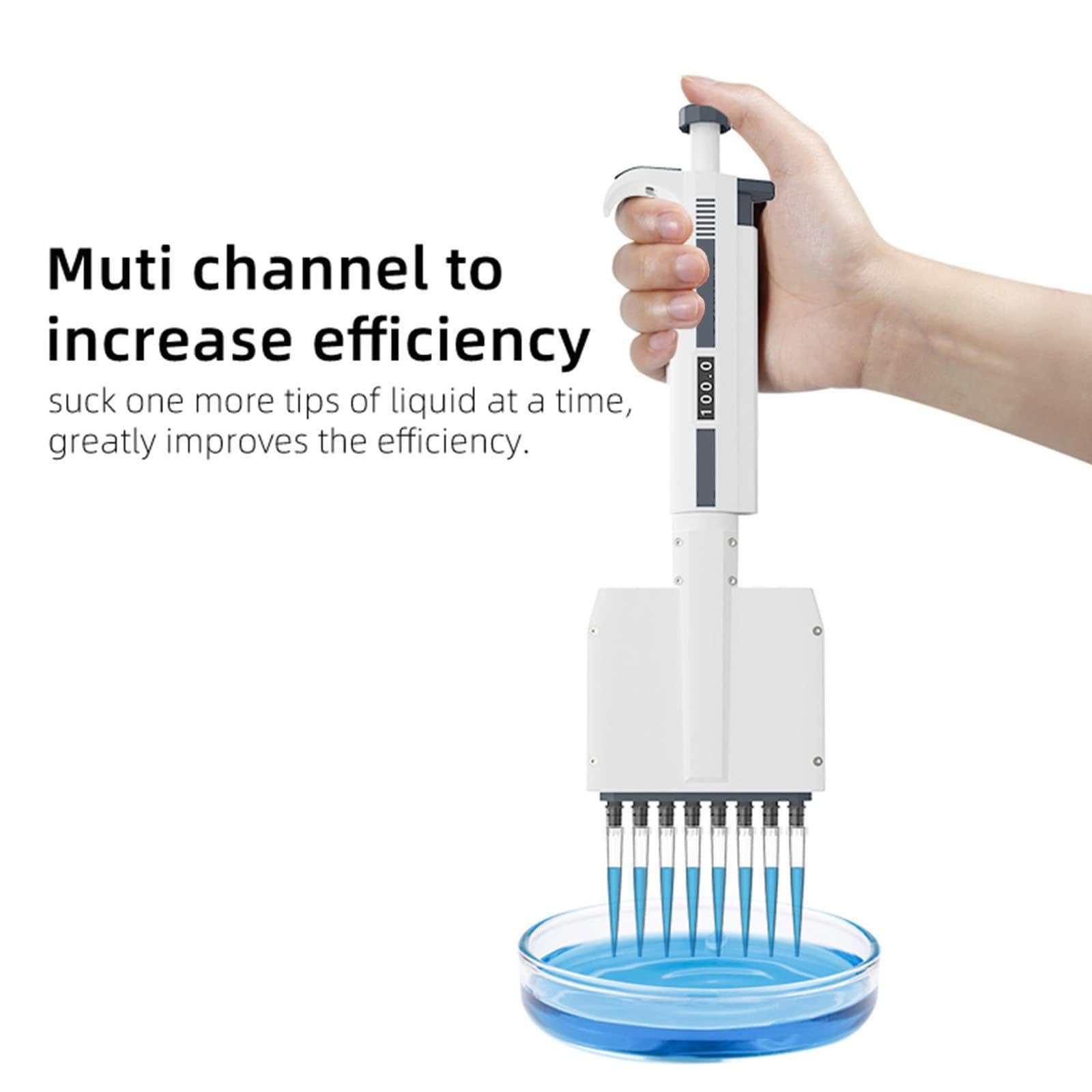 8/12-Kanal-Mikropipette, einstellbare Digitale Pipette, 0,5 ul-300 ul Labor-Mikropipette, 360° drehbarer Pipettenkopf, wissenschaftliche/medizinische Forschung, 8-Kanal-