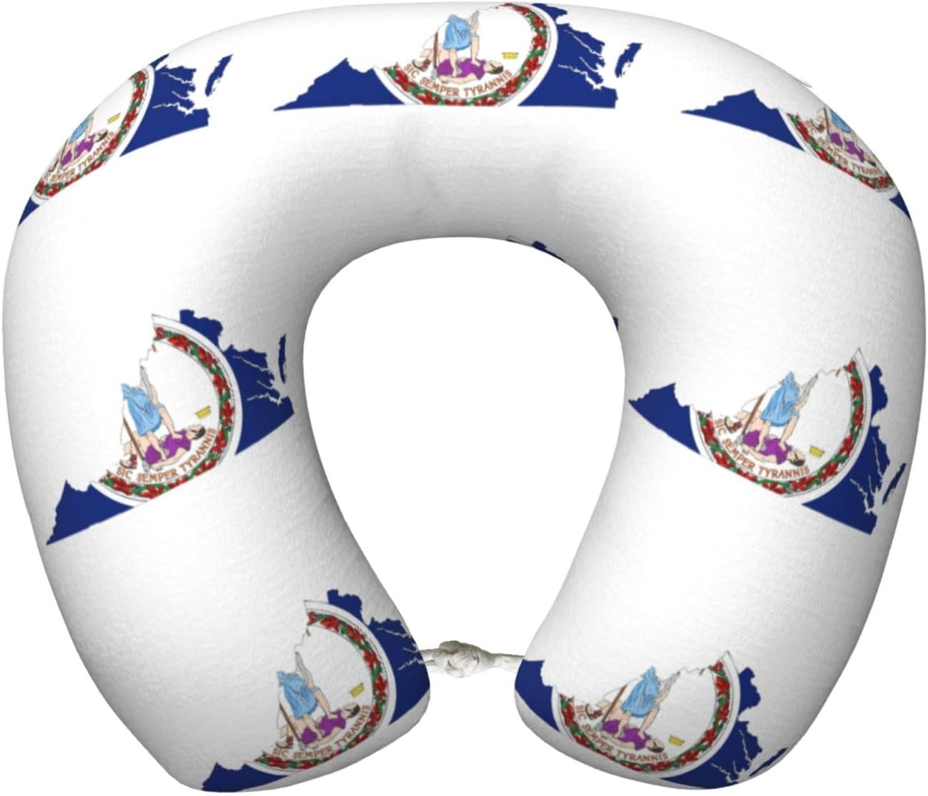 Cuscino da viaggio con stampa della mappa della bandiera della Virginia, cuscino da collo in memory foam, cuscino portatile per hotel, campeggio, chi dorme sul lato e per chi dorme sulla