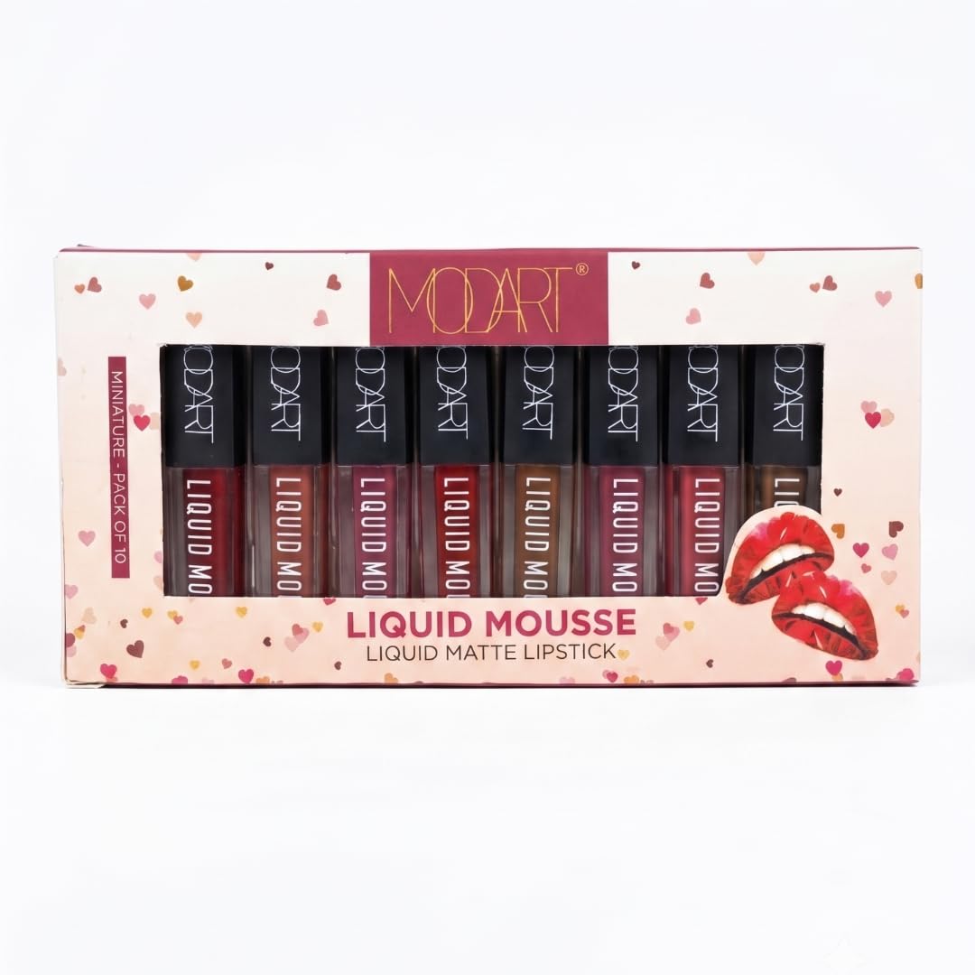 Liquid Mousse Lipstick Signature set (Pack of 10) | Matte Finish, Lightweight, Non-Sticky, Non-Drying, Transferproof & Waterproof Lip Color | Long Lasting Velvet Lipstick Collection for Women -(2ML X 10) 20ML-image-5