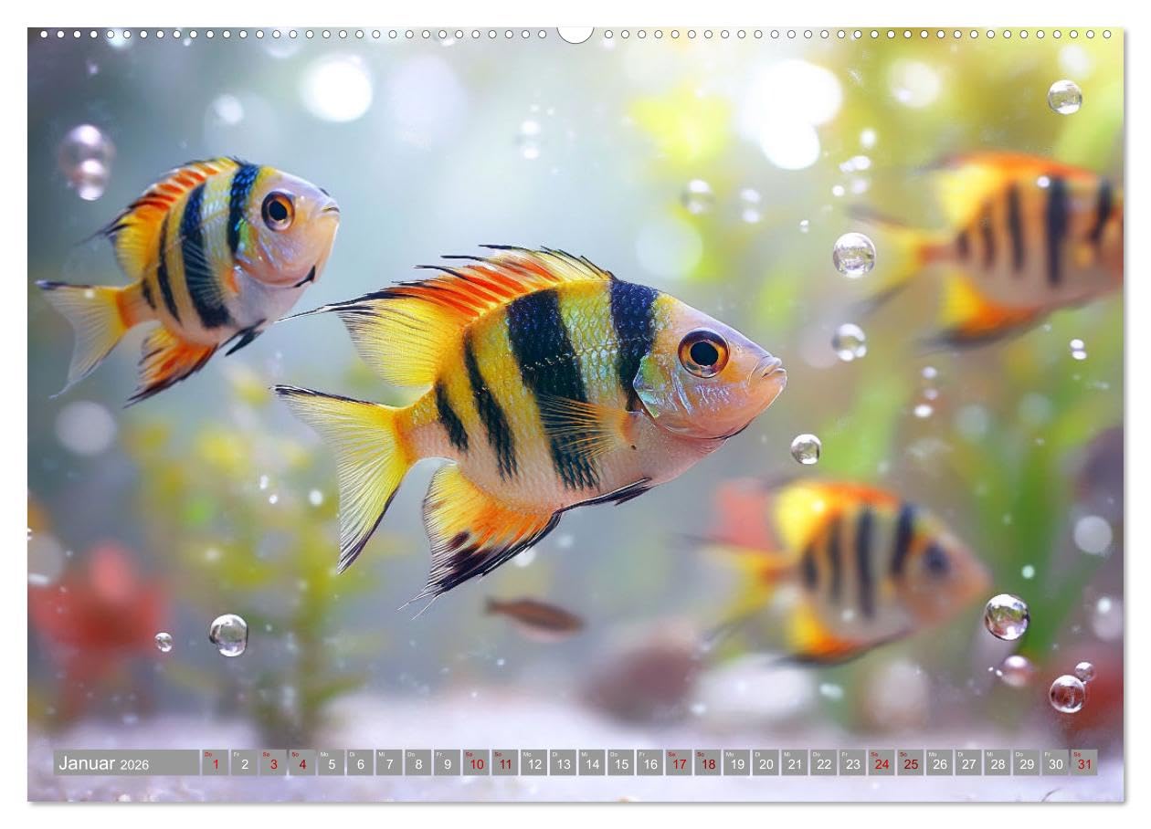 Tiefenentspanntes Aquarium (hochwertiger Premium Wandkalender 2026 DIN A2 quer), Kunstdruck in Hochglanz: Ein Aquarium: ein Fenster zu einer Welt, in ... eilt und Sorgen versinken. (CALVENDO Tiere)