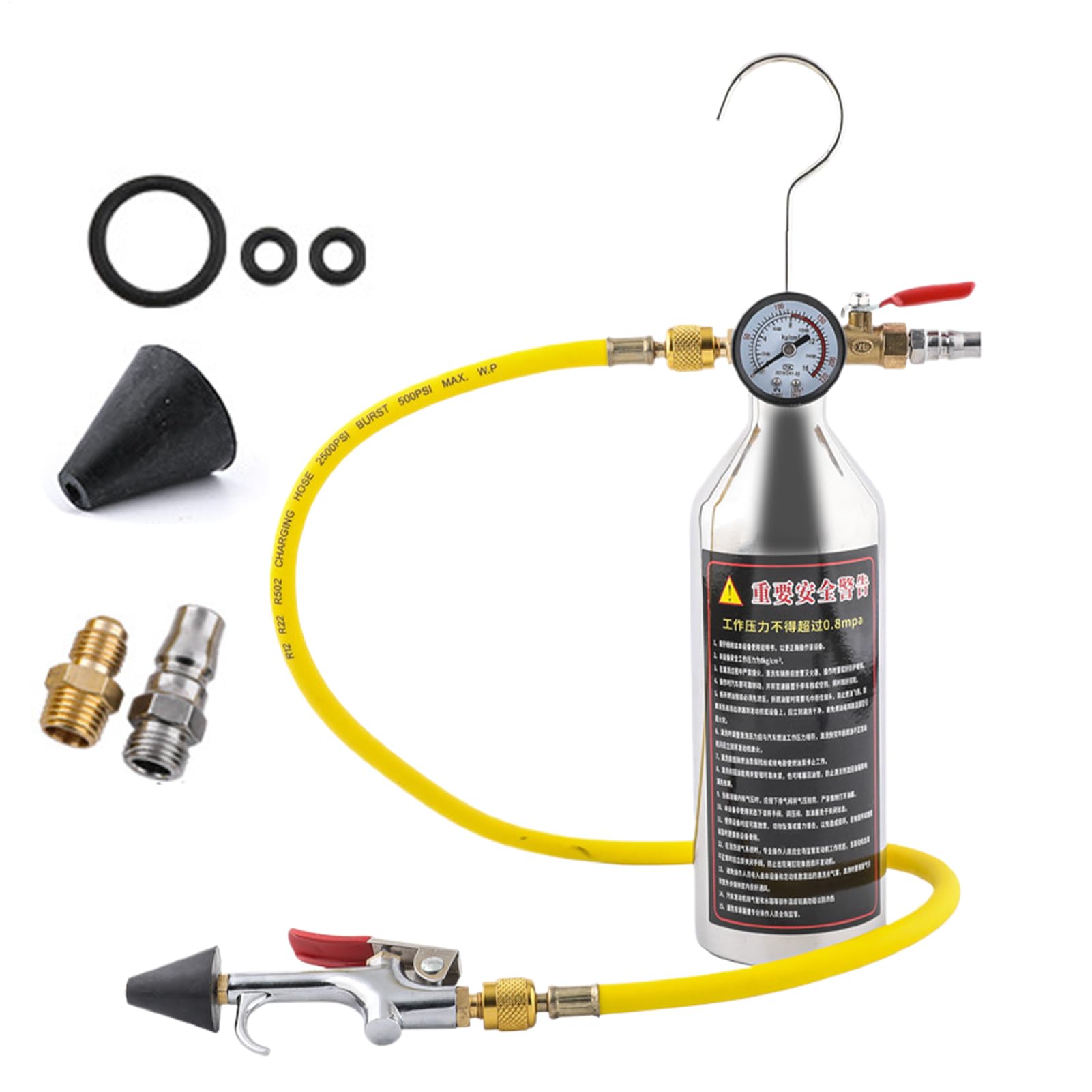 Kit Di Lavaggio A/C Set Tubi Flessibili Con Manometro Per Auto A/C Berlina | Set Lavaggio Tubi Condizionatore Auto Per Manutenzione Impianto A/C Di Auto, Camion, SUV, Furgoni, Campe
