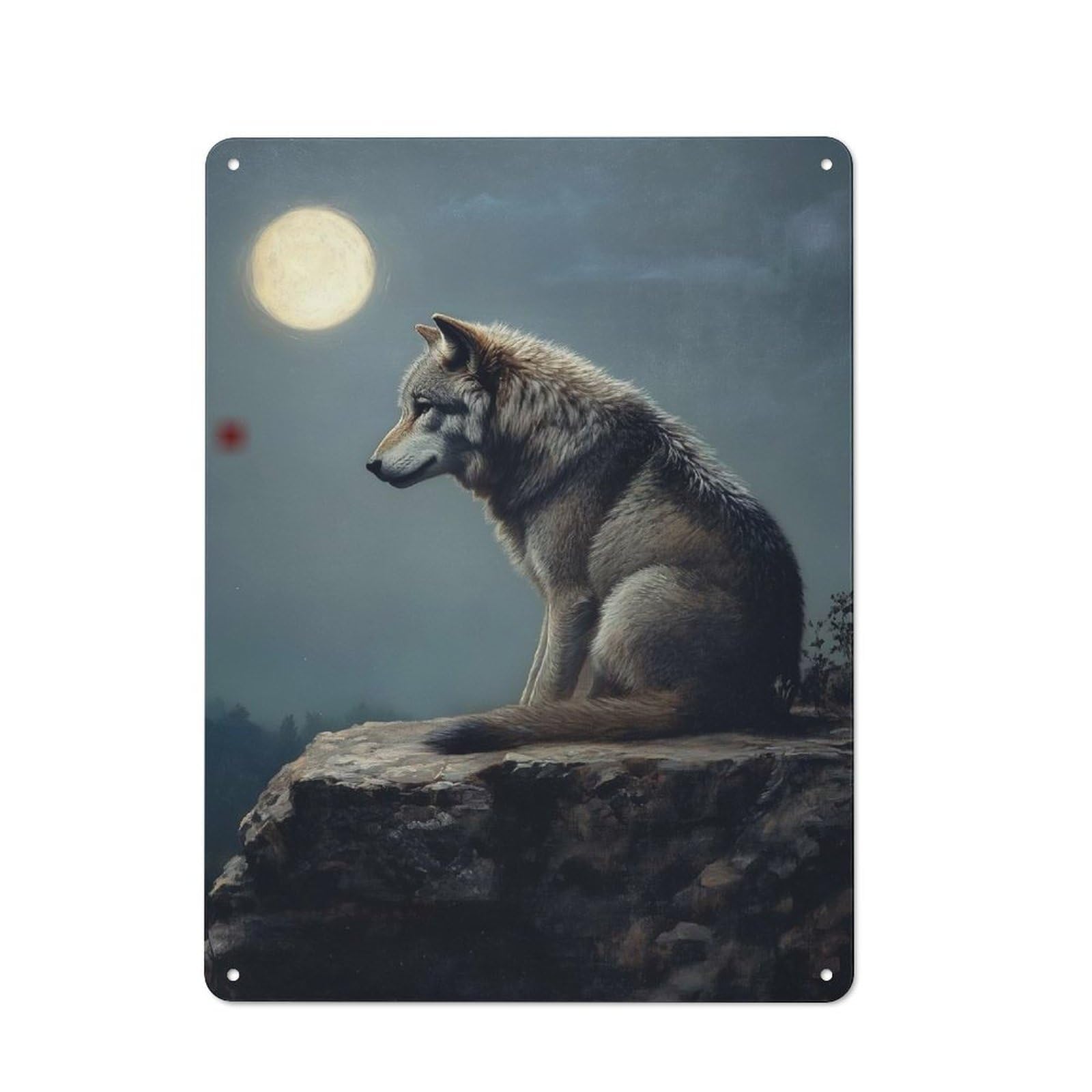 Junmoney Wolf Under Moonlight For Man Cave Or Games Room, Retro Tin Sign 40X30cm, A Christmas Gift For People Styling Man Cave And Games Room