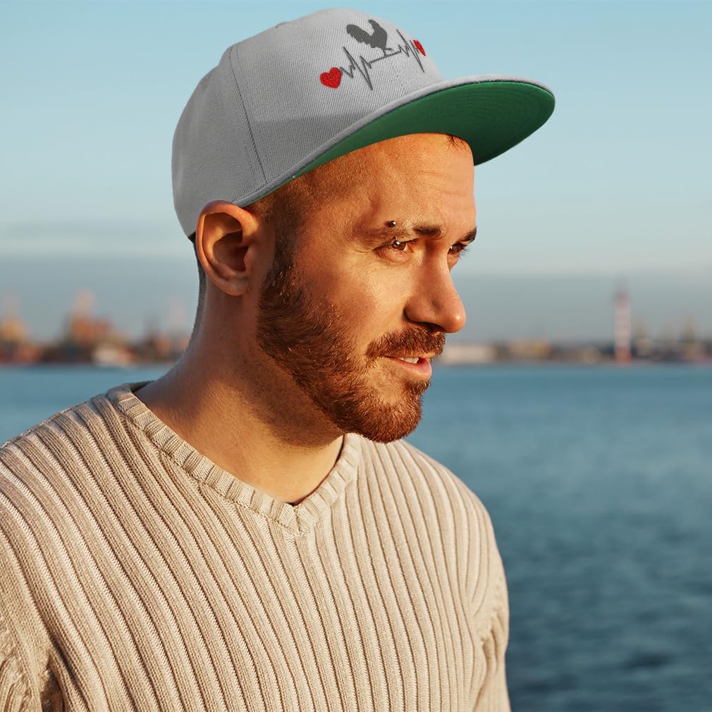 Snapback Hat for Men Flat Brim Hats Rooster Lifeline B Embroidered Flat Bill Hat Acrylic