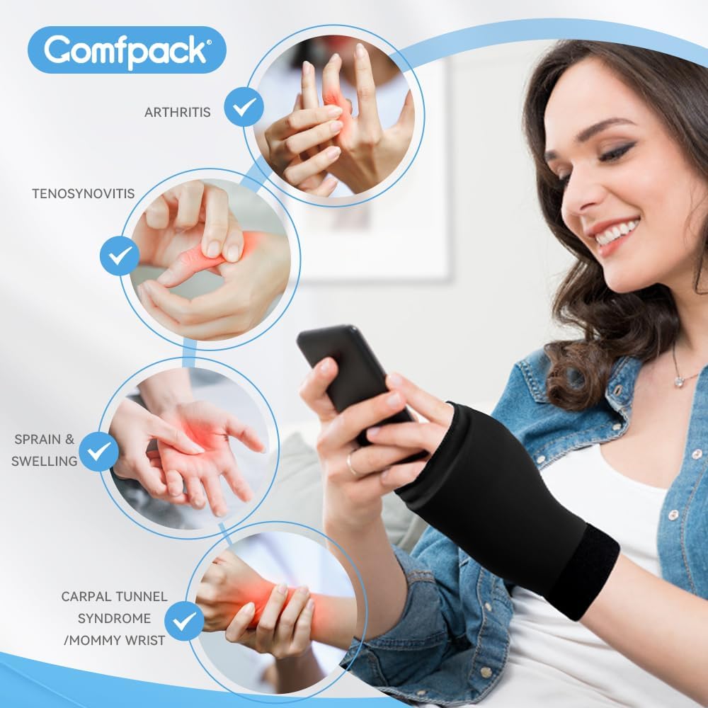 Hand Ice Pack Gloves for Arthritis, 2PCS Wearable Thumb Ice Pack Wrap, Hot Cold Compress Wrist Cold Pack Wrap for Carpal Tunnel Relief, Pain Relief for Tenosynovitis, Swelling, Surgery - Image 2
