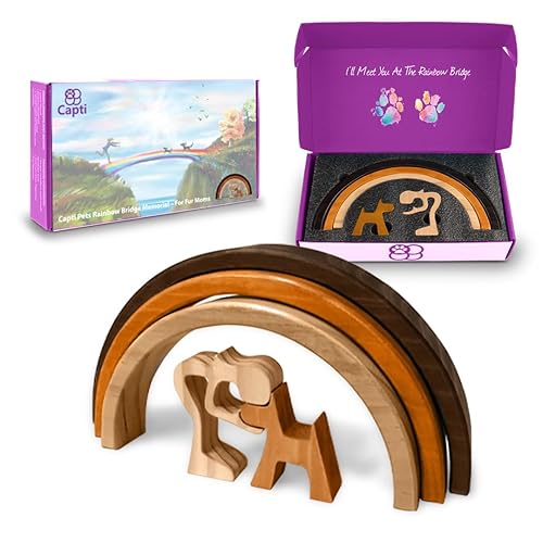 Capti Rainbow Bridge Dog Memorial Gifts, Cat Memorial Gifts - I'll Meet You at The Rainbow Bridge - Pet Loss Gifts, Bereavement, Sympathy Keepsake Dog Mom, Dog Dad for Loss of Pet (Dog and Mom) - Dog and Woman
