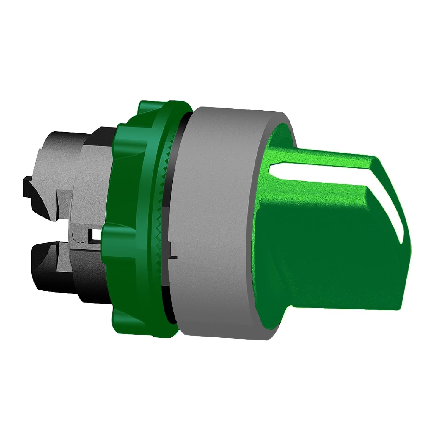 Cabeza selectora verde con 2 posiciones fijas color gris para valvula selector
