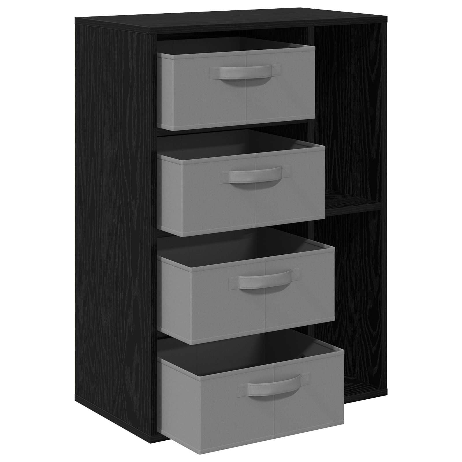 Credenza in rovere nero, 60 x 33,5 x 84 cm | Legno di ingegneria durevole, ripiani spaziosi, maniglie incassate, mobili multiuso soggiorno o sala da pranzo
