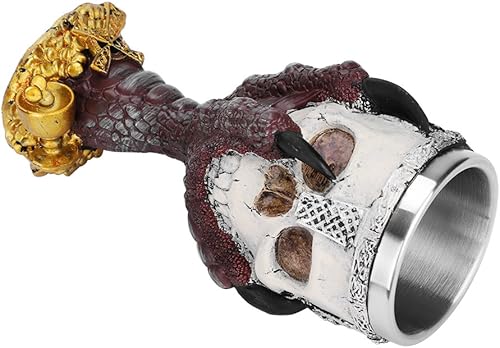 Miniatura 7 de ITODA Taza de cáliz de vino con diseño de calavera para Halloween, gótico de vikingos, osario, esqueleto, taza de café, medieval, guerrero, garra de