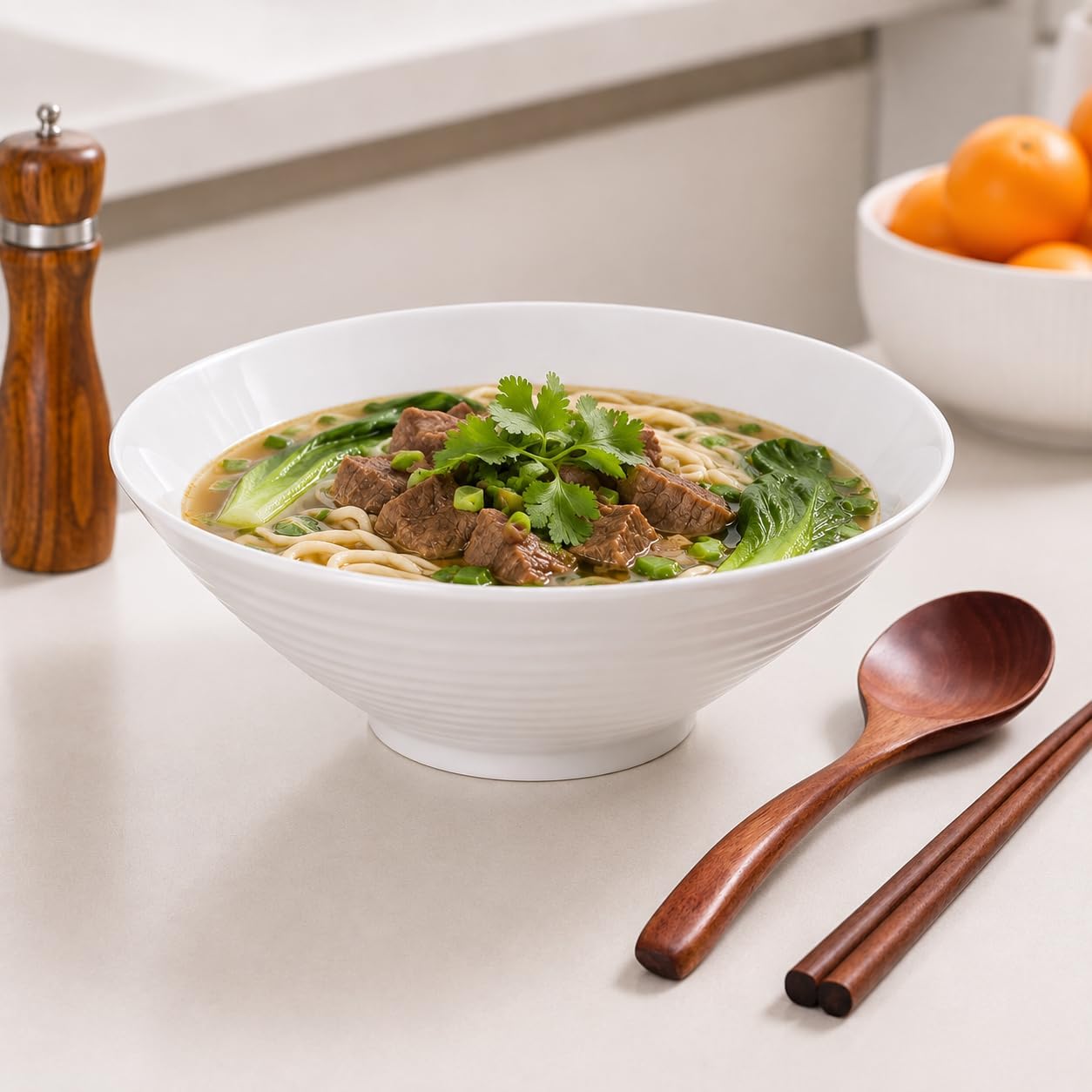 Ramen Bowls Set of 2, 50 oz Ceramic Ramen Bowls, 9 Inch Large Noodle Bowls for Ramen, Pho, Soup, Udon, Pasta & Salad image 5