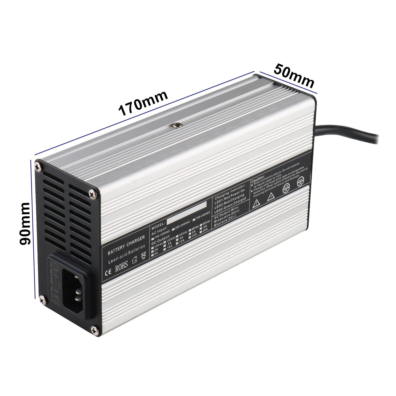 Chargeur de Batteries au Plomb 240W 36V 5A Chargeur de Batterie de voiturette de Golf 36 Volts Chargeur de Chariot élévateur électrique 4 à 6 Heures de Charge complète,11#