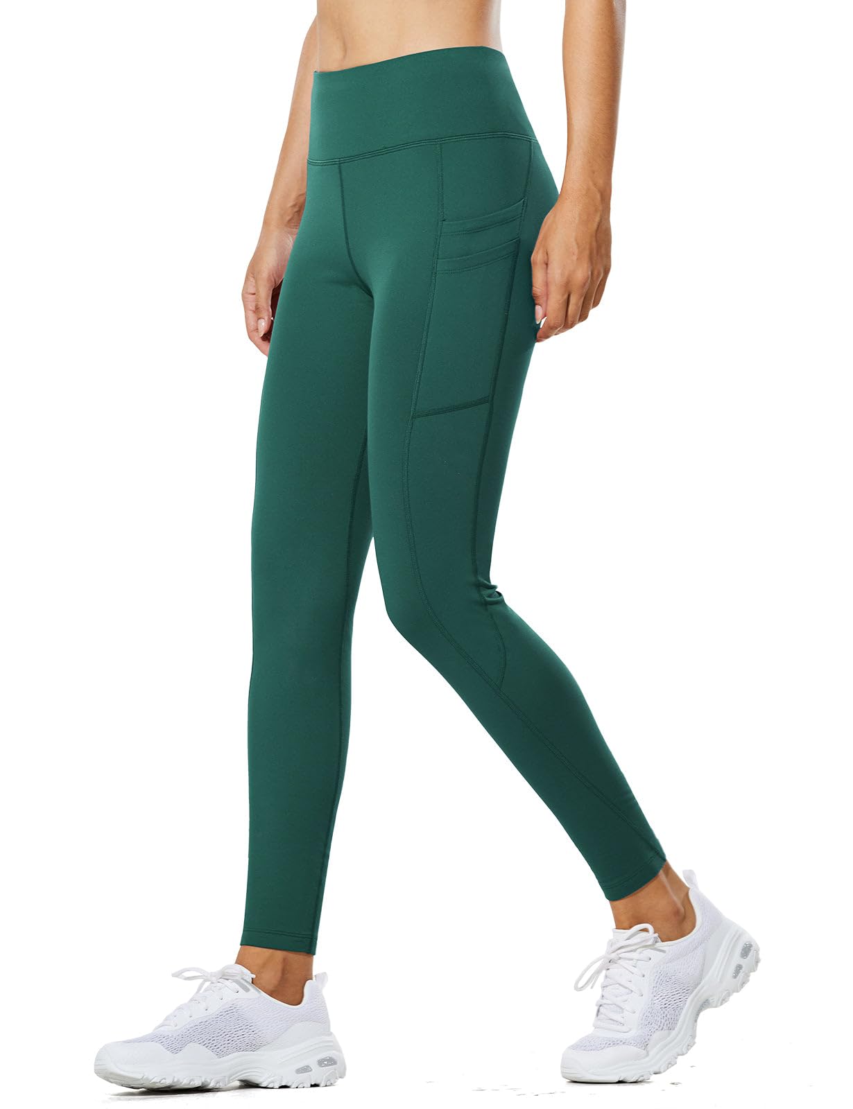 BALEAF Legging thermique doublé en polaire pour femme - 63,5 cm - Taille haute - Avec poches - Contrôle du ventre - Chaud