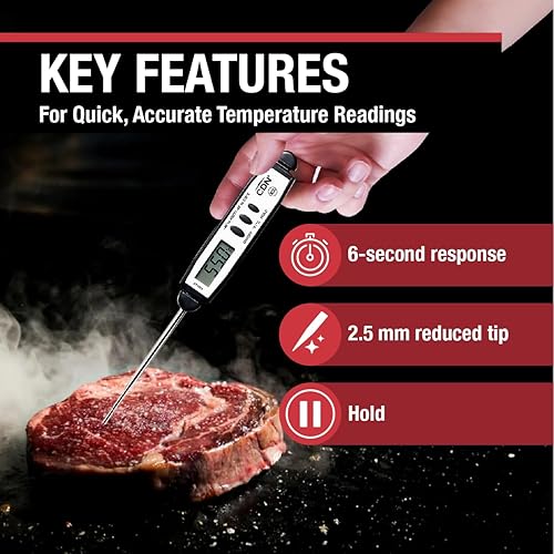 Miniatura 2 de CDN Termómetro ProAccurate de bolsillo, lectura instantánea, punta de acero inoxidable de 2.75 pulgadas, impermeable, inastillable, ideal para