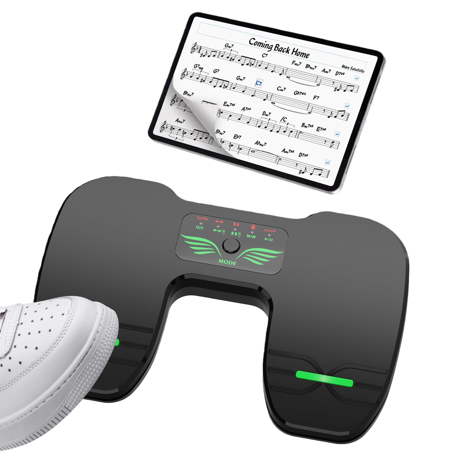 Bluetooth Page Turning Pedale: interruttore a pedale elettrico a due pedali, funzionamento multifunzione, pedale Page Turner, pedale laterale, per tablet e smartphone, musica