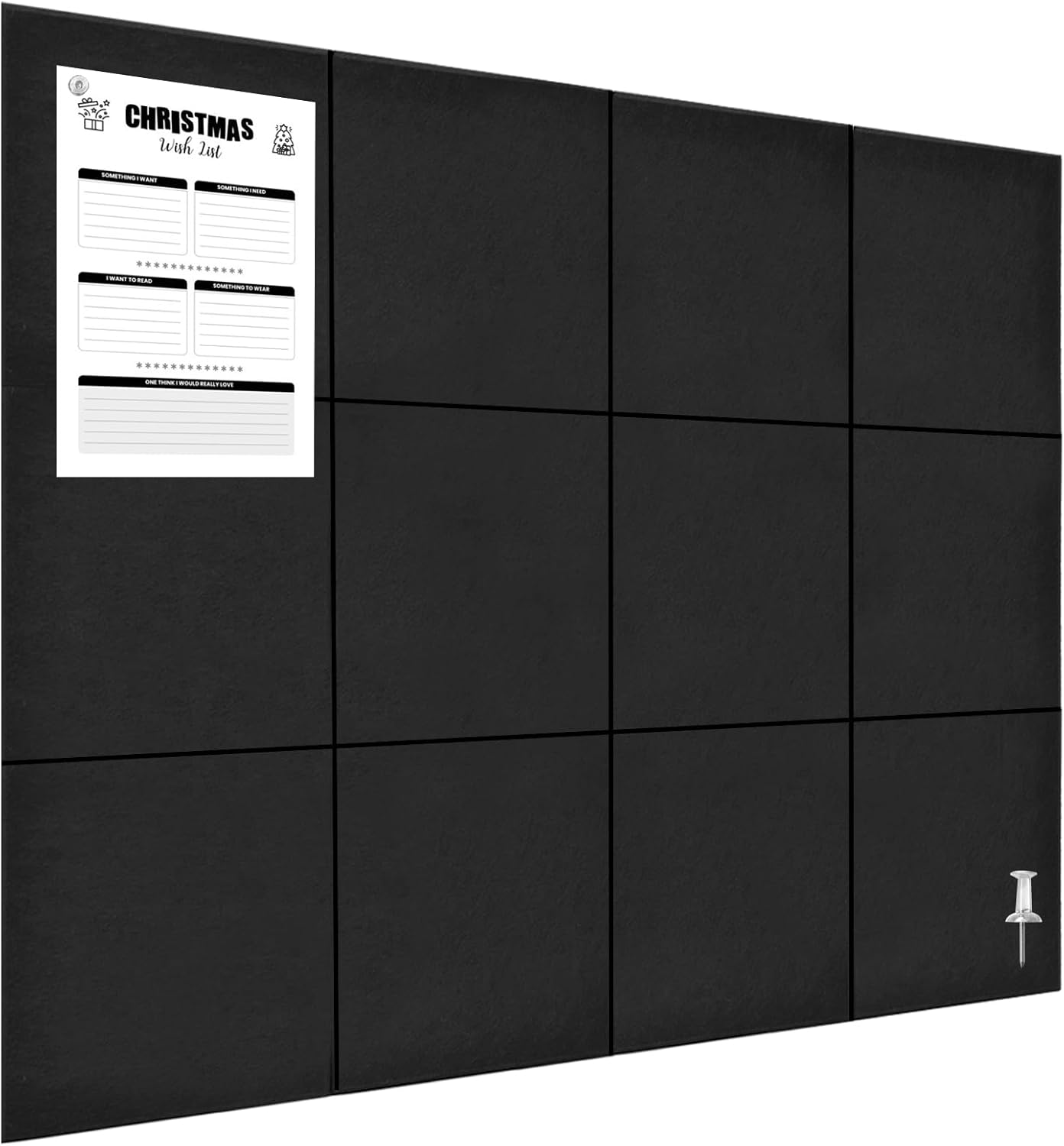 Large Cork Board for Wall 47" x 35", Bulletin Board, 12 Pack Felt Wall Tiles with 80 Pushpins, Cork Boards for Office Pin Board Tack Board Cork Boards