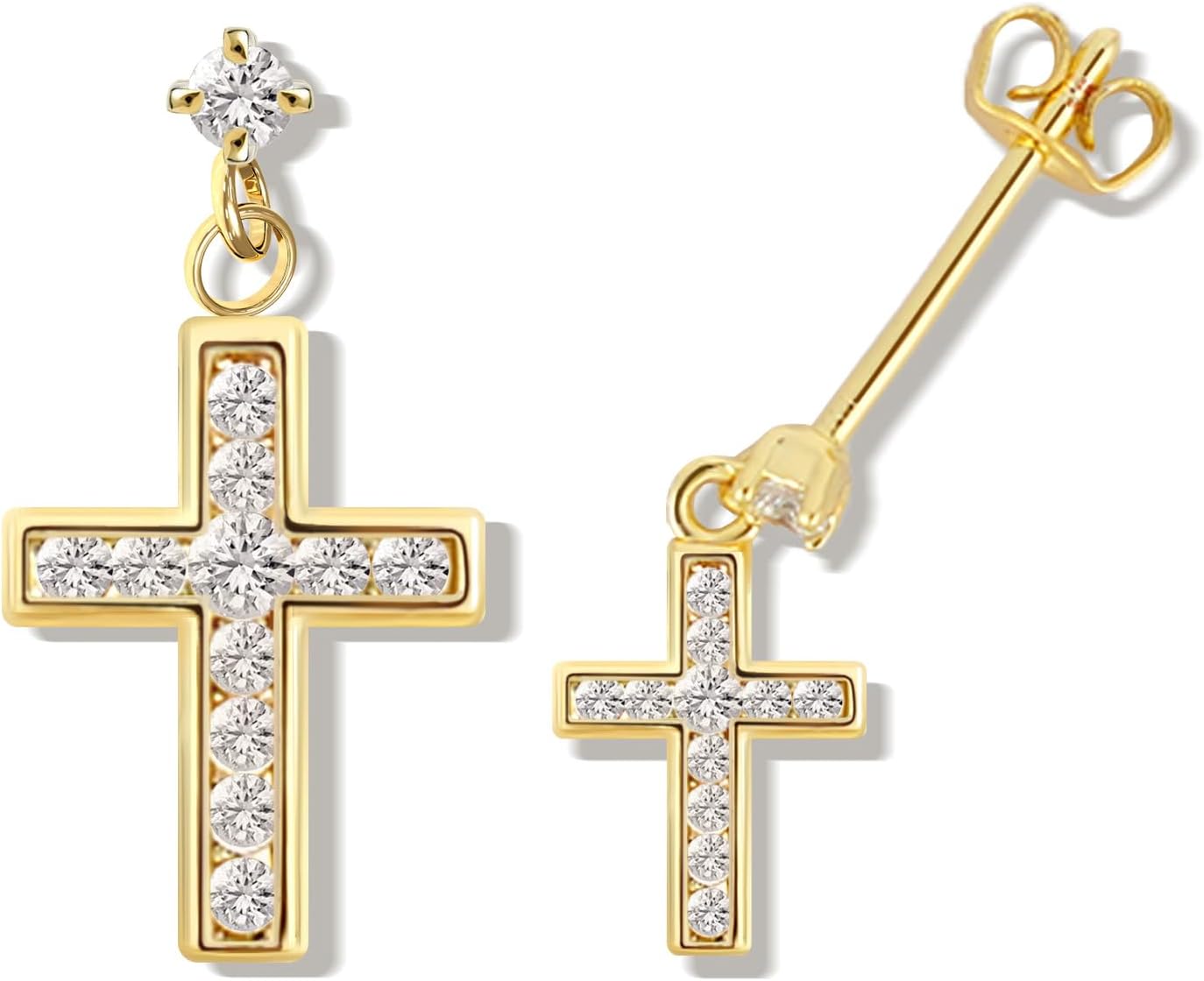 ZeroStone 14K Gold Plated AAAA+ Cubic Zirconia Cross Gold