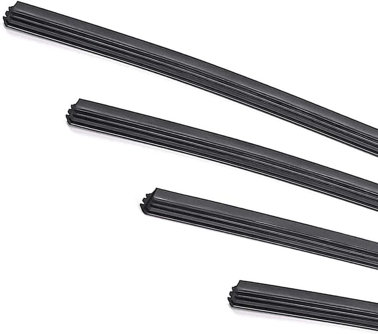 4 PCS Wiper Blade Refill, 26" Rubber Windshield Wiper Baldes Strip, Adjustable Frameless Front Rear Wiper Refills, Universal for Most Cars (Black)