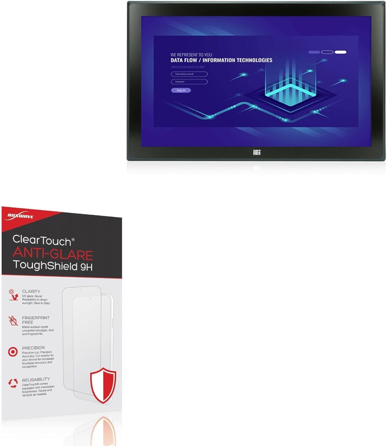 BoxWave Screen Protector Compatible With BSI Computer PPC-FW19C-Q370 - ClearTouch Anti-Glare ToughShield 9H (2-Pack), Anti-Glare 9H Tough Flexible Film Screen Protector