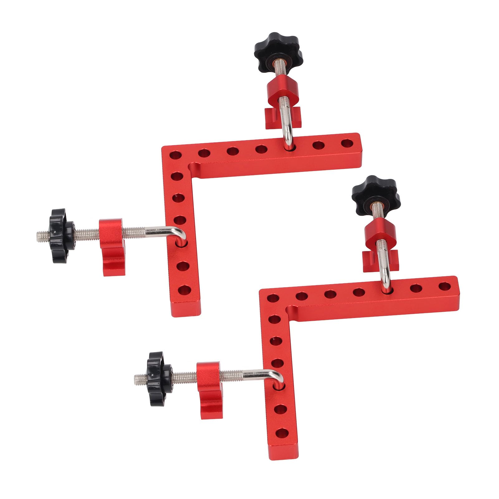 2 Sets 90 Degree Positioning Square Aluminium Alloy Metric Imperial Scale Right Angle Corner Clamp for Woodworking