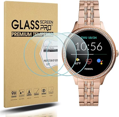 Miniatura 8 de Suoman Fossil - Paquete de 3 protectores de pantalla para hombre Gen 5E de 1.732 pulgadas (1.732 in), dureza 2.5D 9H, protector de pantalla de