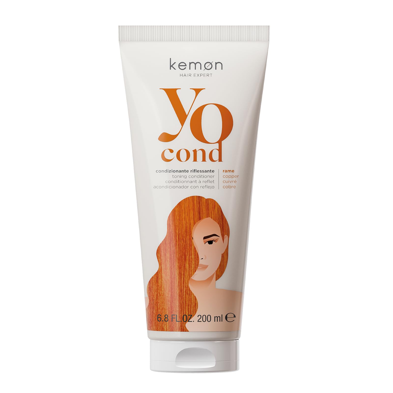 Kemon Yo Cond Rame - Maschera Riflessante Professionale con Formula YoVeg e Velian Complex, Nutre e Illumina i Capelli in 3 Minuti, 88% Ingredienti Naturali, 200 ml